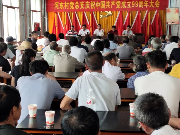 县退役军人事务局全体党员到河东村参加建党99周年庆祝大会，局党组书记、局长鲁曹军同志上党课
